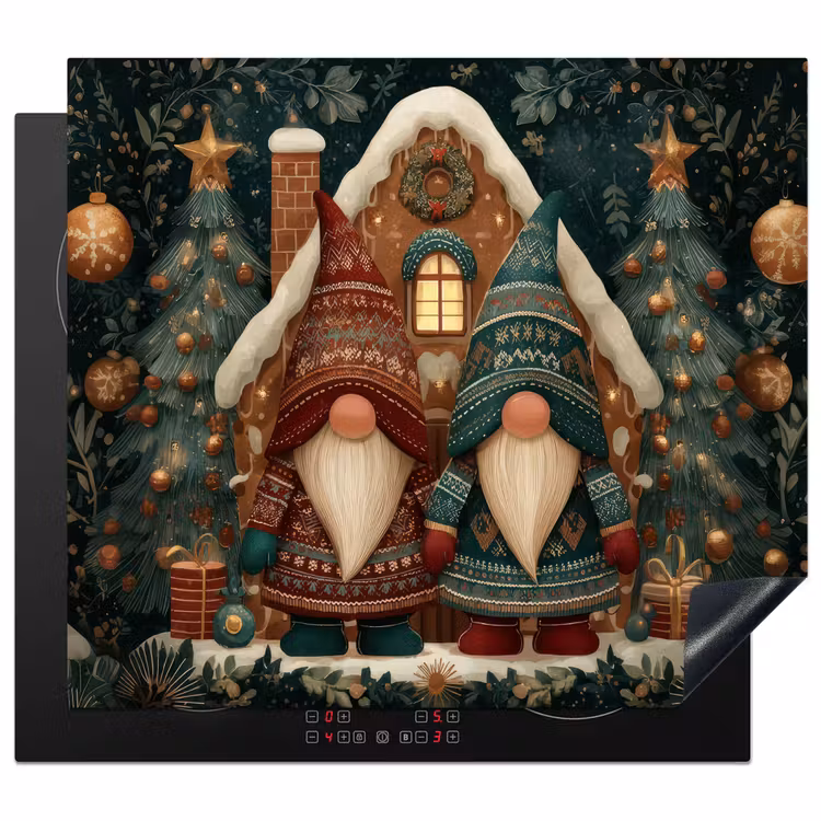 Protector de inducción - Navidad - Gnomos - Casa de pan de jengibre - Rojo - Verde — 1