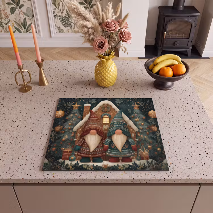 Protector de inducción - Navidad - Gnomos - Casa de pan de jengibre - Rojo - Verde — 3