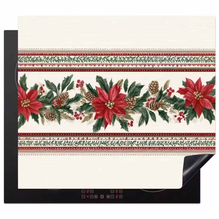 Protector de inducción - Tira de Navidad - Flor de Pascua - Rojo - Verde — 1