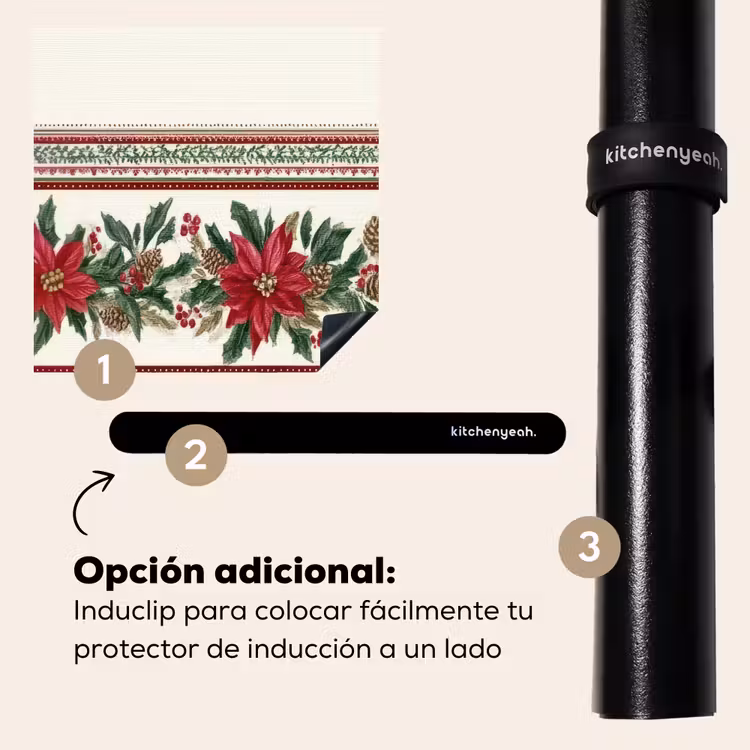 Protector de inducción - Tira de Navidad - Flor de Pascua - Rojo - Verde — 8