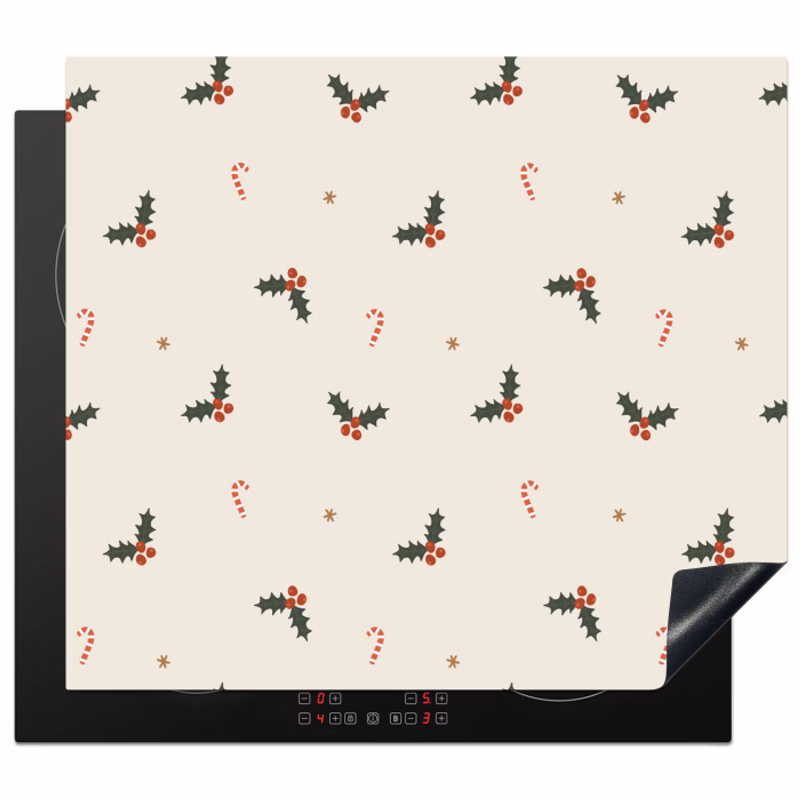 Protector de inducción - Ilustración - Ramas de acebo - Palos de azur - Beige — 1