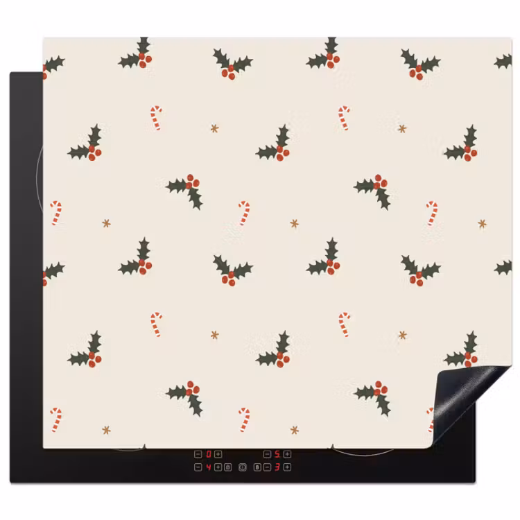 Protector de inducción - Ilustración - Ramas de acebo - Palos de azur - Beige — 1
