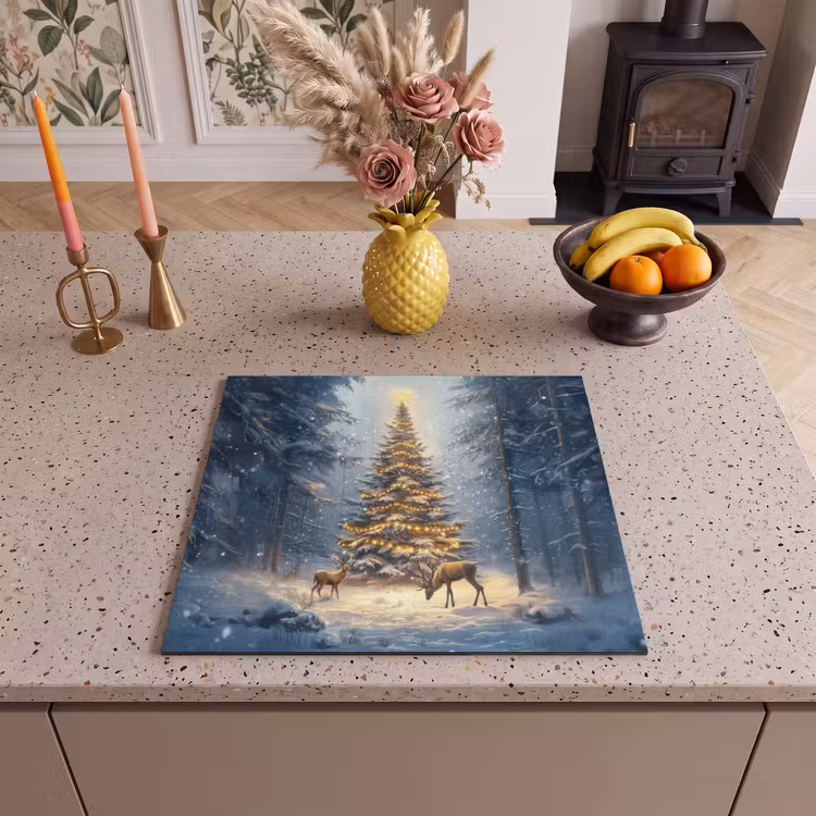 Protector de inducción - Luz de Navidad - Bosque - Ciervo - Oscuridad — 3