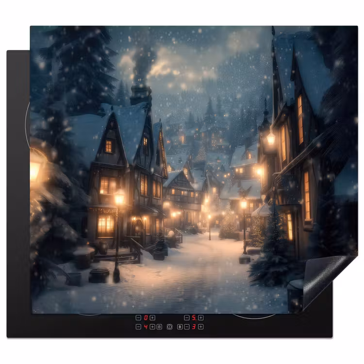 Protector de inducción - Pueblo de invierno - Nieve - Oscuridad — 1