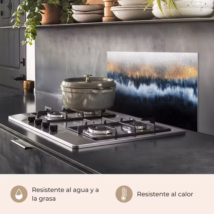 Salpicaderos de cocina - Abstracto - Dorado - Lujo - Azul — 2