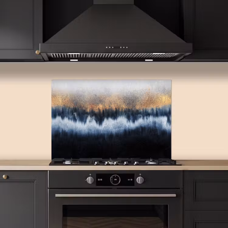 Salpicaderos de cocina - Abstracto - Dorado - Lujo - Azul — 5