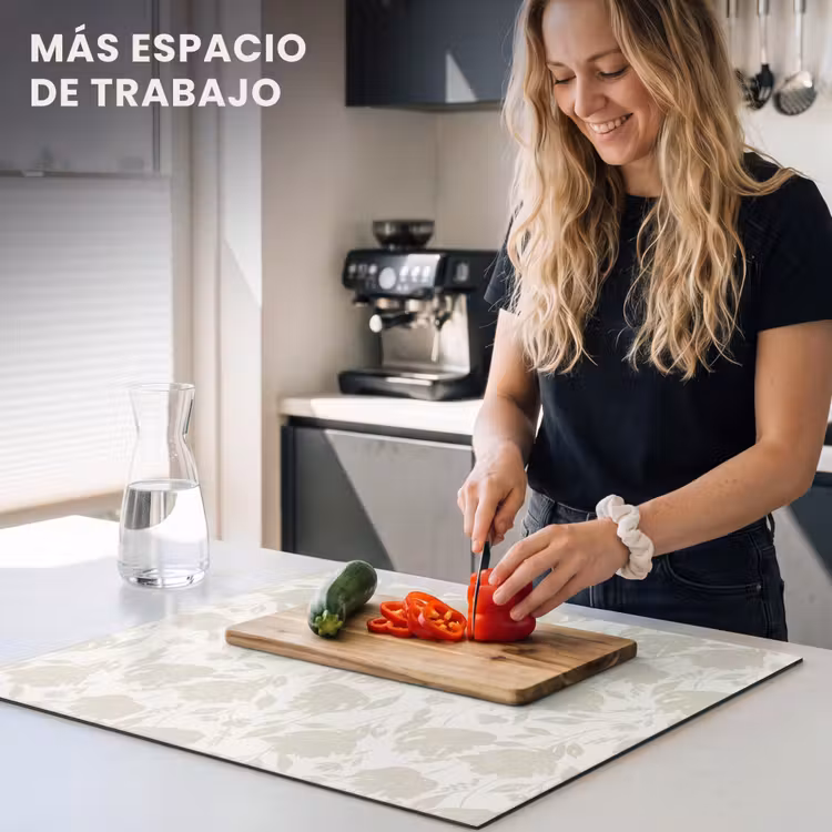 Protector de inducción - Motivo floral - Silueta - Blanco — 5