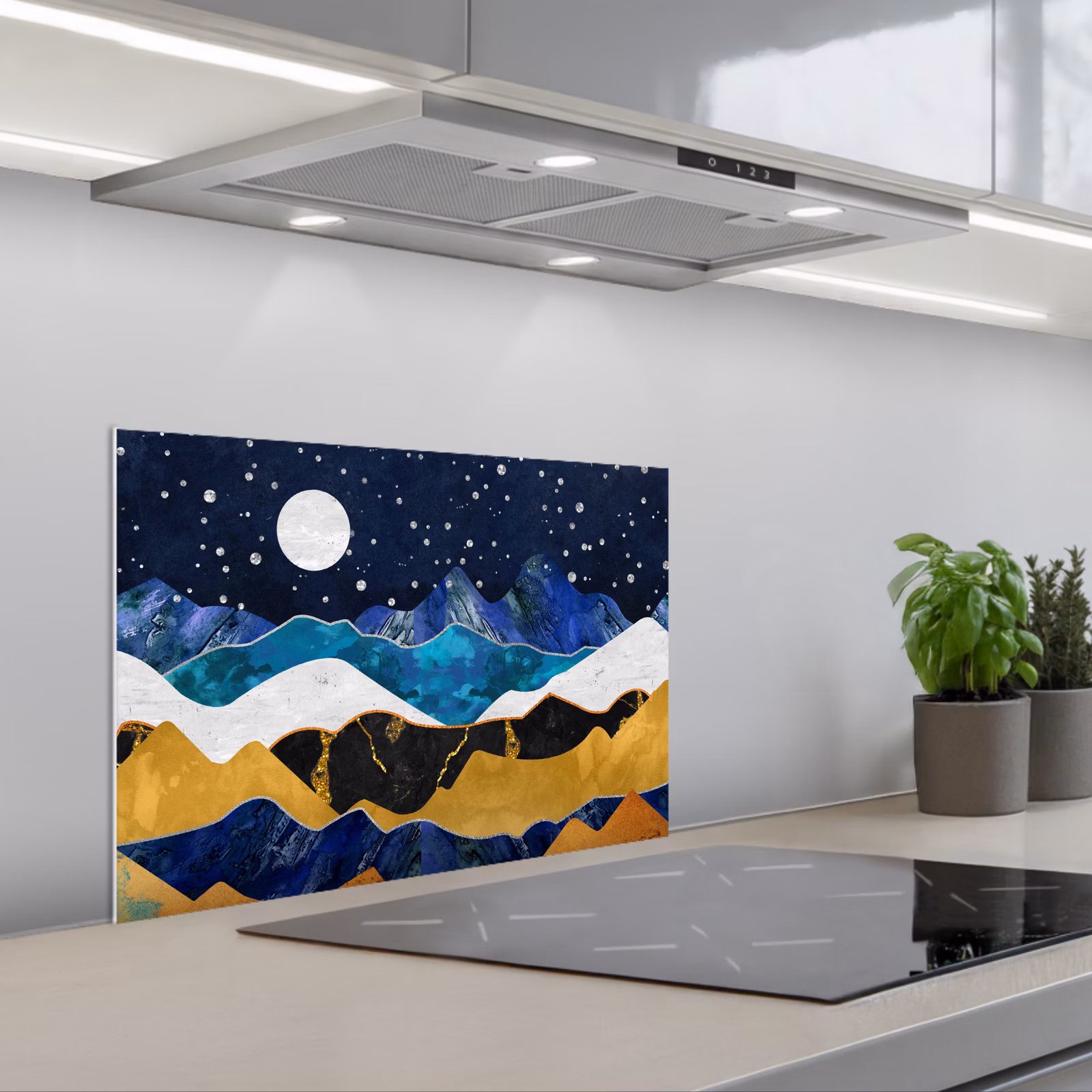 Salpicaderos de cocina - Noche - Oro - Mármol - Abstracto - Paisaje - Montaña — 1