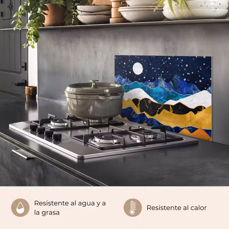 Salpicaderos de cocina - Noche - Oro - Mármol - Abstracto - Paisaje - Montaña — 2