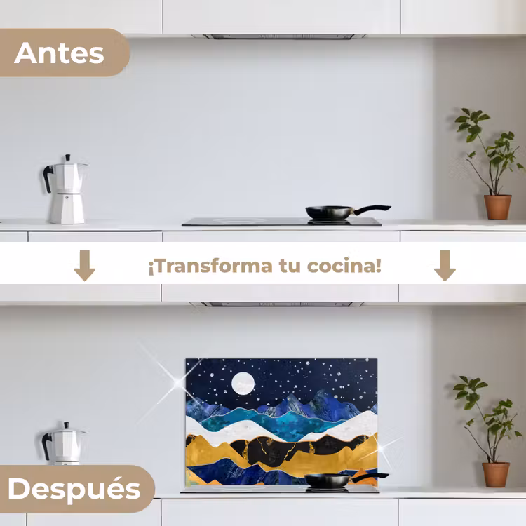 Salpicaderos de cocina - Noche - Oro - Mármol - Abstracto - Paisaje - Montaña — 7