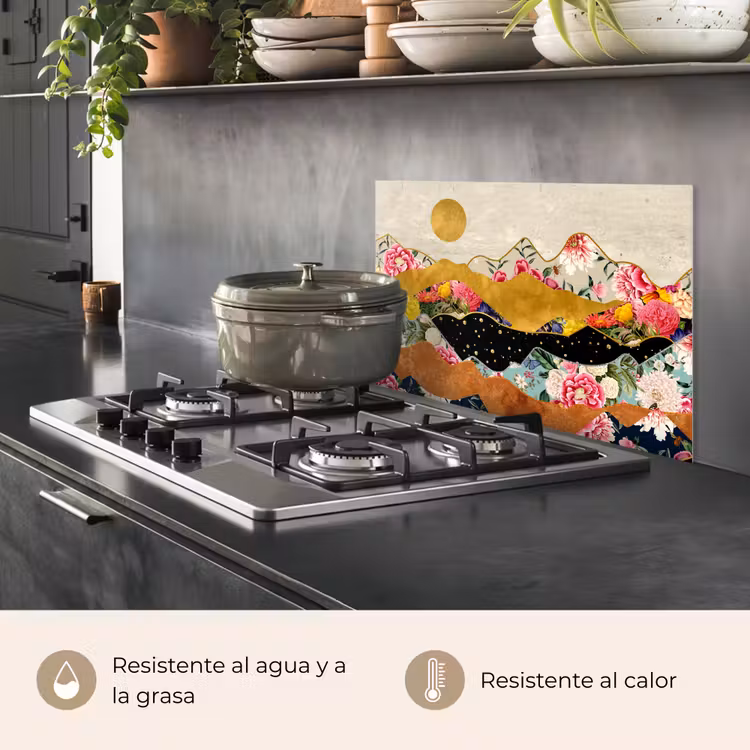 Salpicaderos de cocina - Oro - Flores - Impresión - Abstracto - Paisaje - Patrones — 2