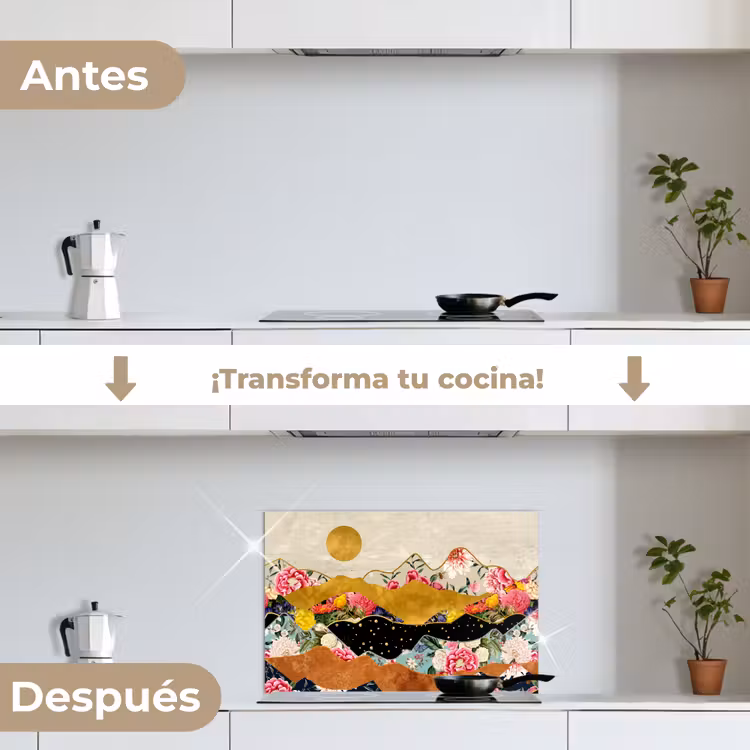 Salpicaderos de cocina - Oro - Flores - Impresión - Abstracto - Paisaje - Patrones — 7