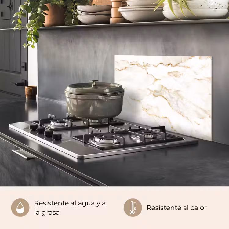 Salpicaderos de cocina - Mármol - Cal - Oro - Lujo - Aspecto de mármol - Blanco — 2