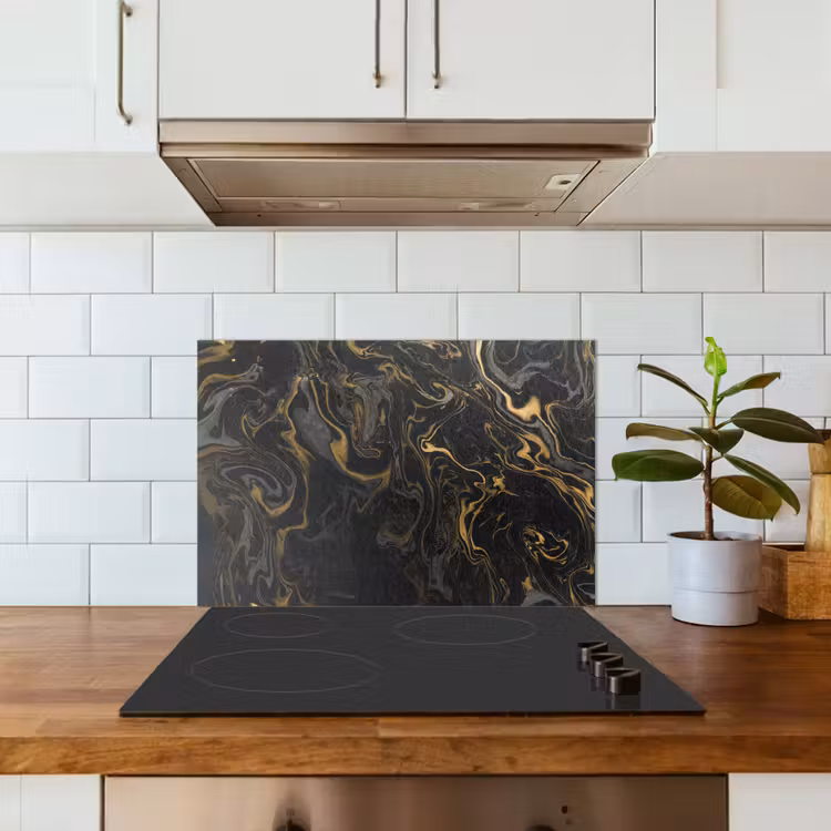 Salpicaderos de cocina - Mármol - Textura - Gris - Oro - Aspecto de mármol - Lujo — 3