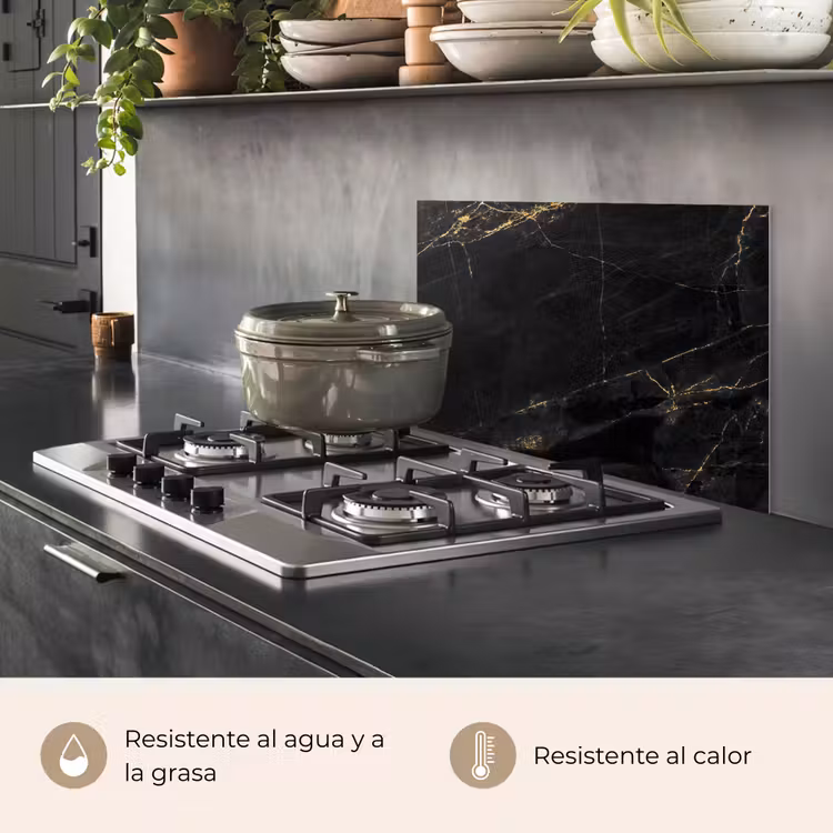 Salpicaderos de cocina - Aspecto mármol - Lujo - Negro - Oro — 2