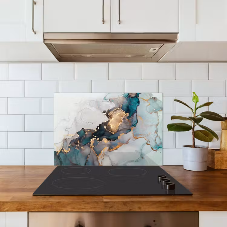 Salpicaderos de cocina - Azul - Mármol - Oro — 3