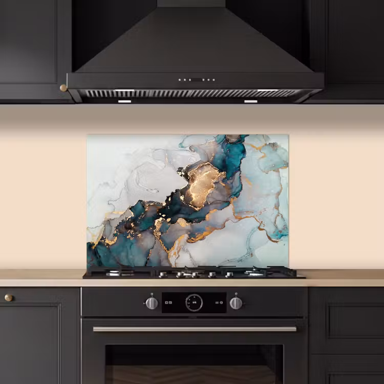 Salpicaderos de cocina - Azul - Mármol - Oro — 5
