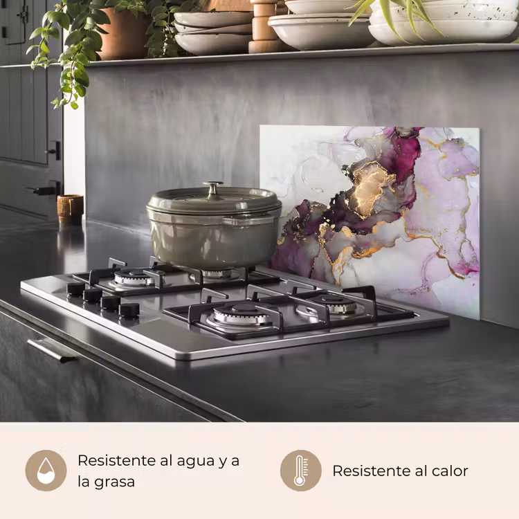 Salpicaderos de cocina - Mármol - Abstracto - Oro - Púrpura — 2