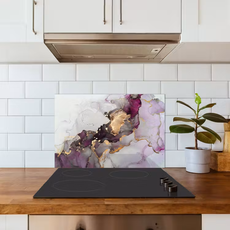 Salpicaderos de cocina - Mármol - Abstracto - Oro - Púrpura — 3