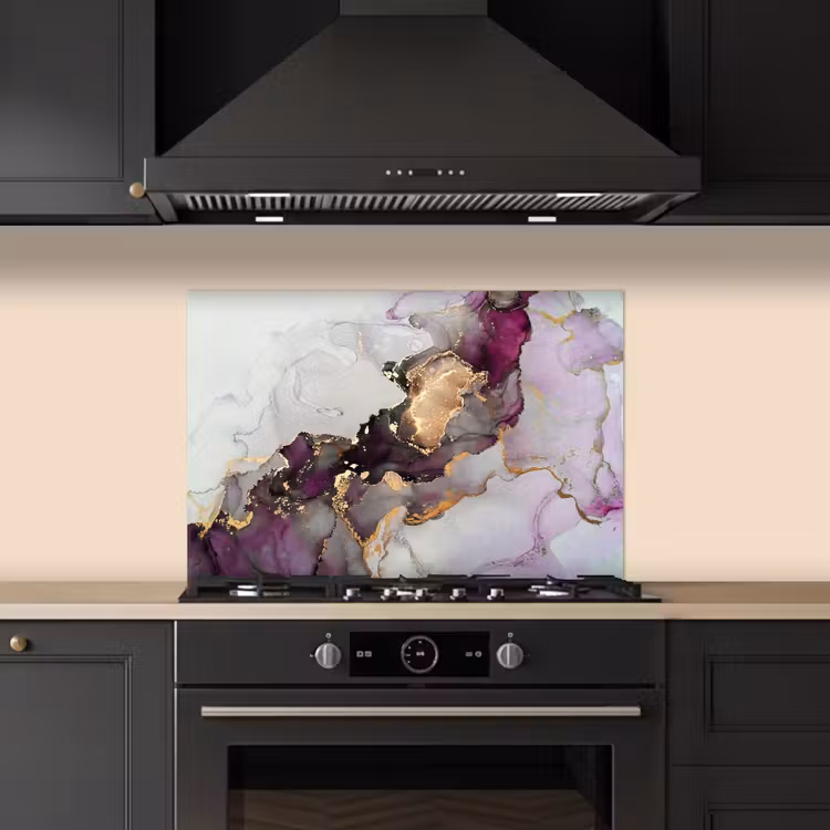 Salpicaderos de cocina - Mármol - Abstracto - Oro - Púrpura — 5