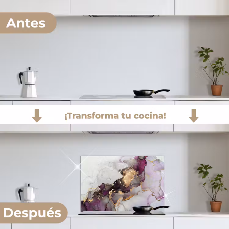 Salpicaderos de cocina - Mármol - Abstracto - Oro - Púrpura — 7