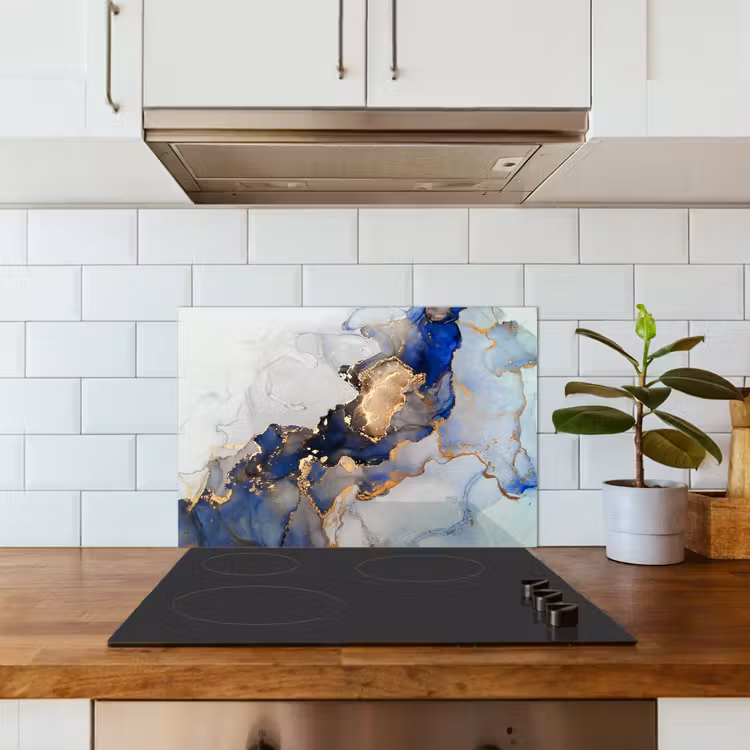 Salpicaderos de cocina - Mármol - Azul - Oro — 3