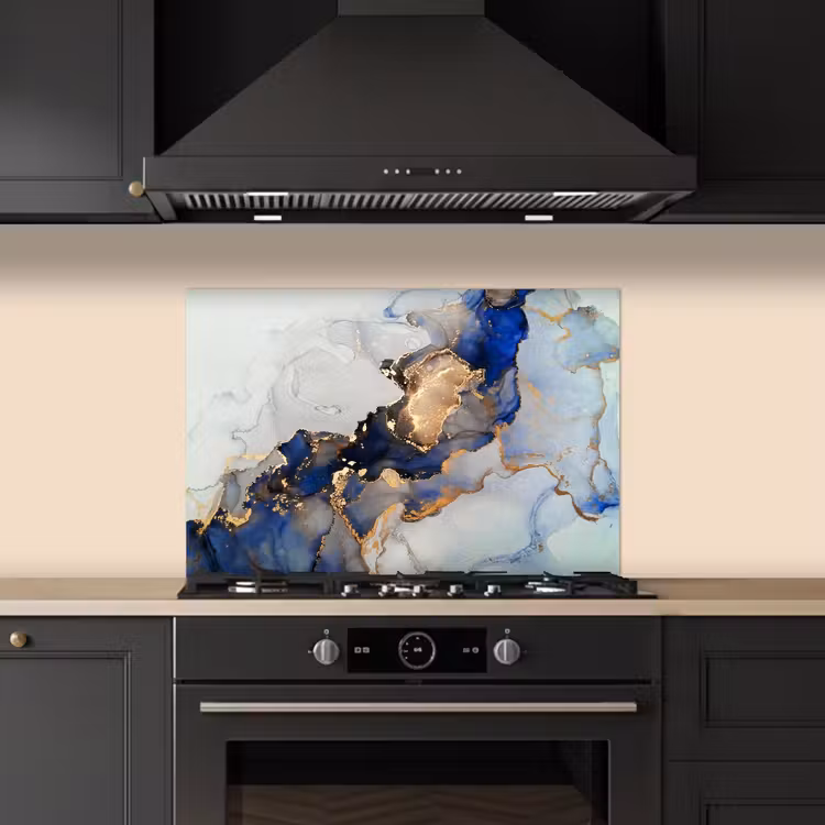 Salpicaderos de cocina - Mármol - Azul - Oro — 5
