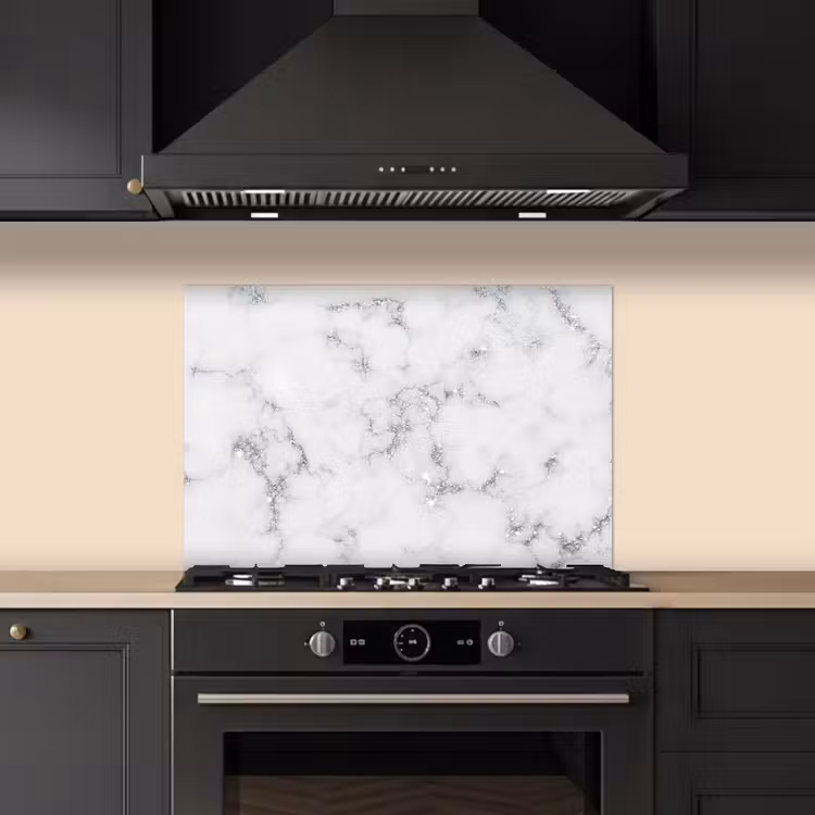 Salpicaderos de cocina - Mármol - Blanco - Plata - Purpurina - Aspecto de mármol - Chic — 5