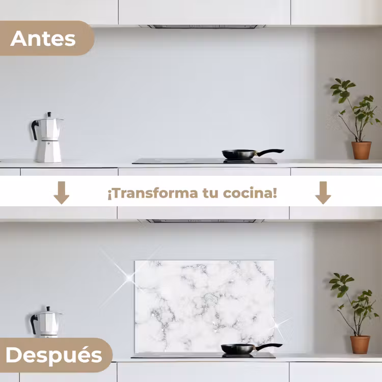Salpicaderos de cocina - Mármol - Blanco - Plata - Purpurina - Aspecto de mármol - Chic — 7
