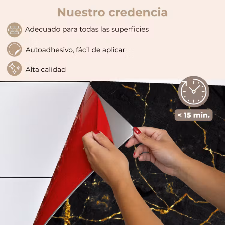 Salpicaderos de cocina - Mármol - Oro - Negro - Aspecto de mármol - Lujo - Brillo — 4