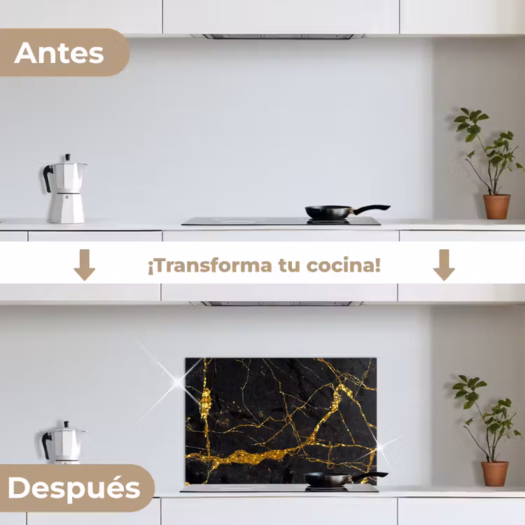 Salpicaderos de cocina - Mármol - Oro - Negro - Aspecto de mármol - Lujo - Brillo — 7