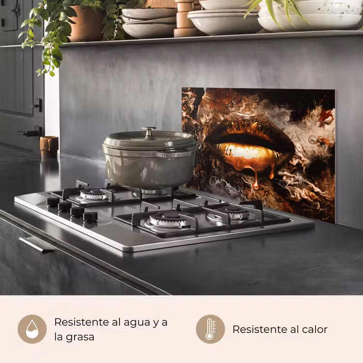 Salpicaderos de cocina - Oro - Labios - Arte - Oro - Lujo - Abstracto — 2