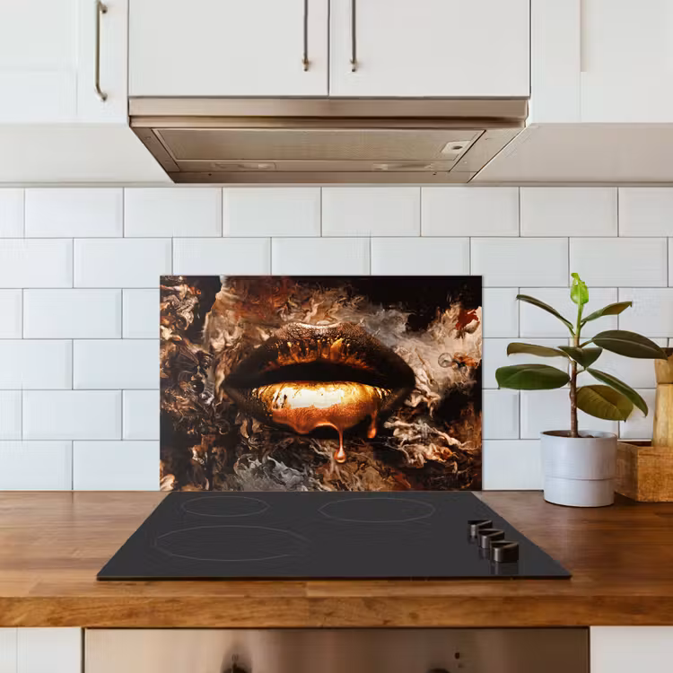 Salpicaderos de cocina - Oro - Labios - Arte - Oro - Lujo - Abstracto — 3