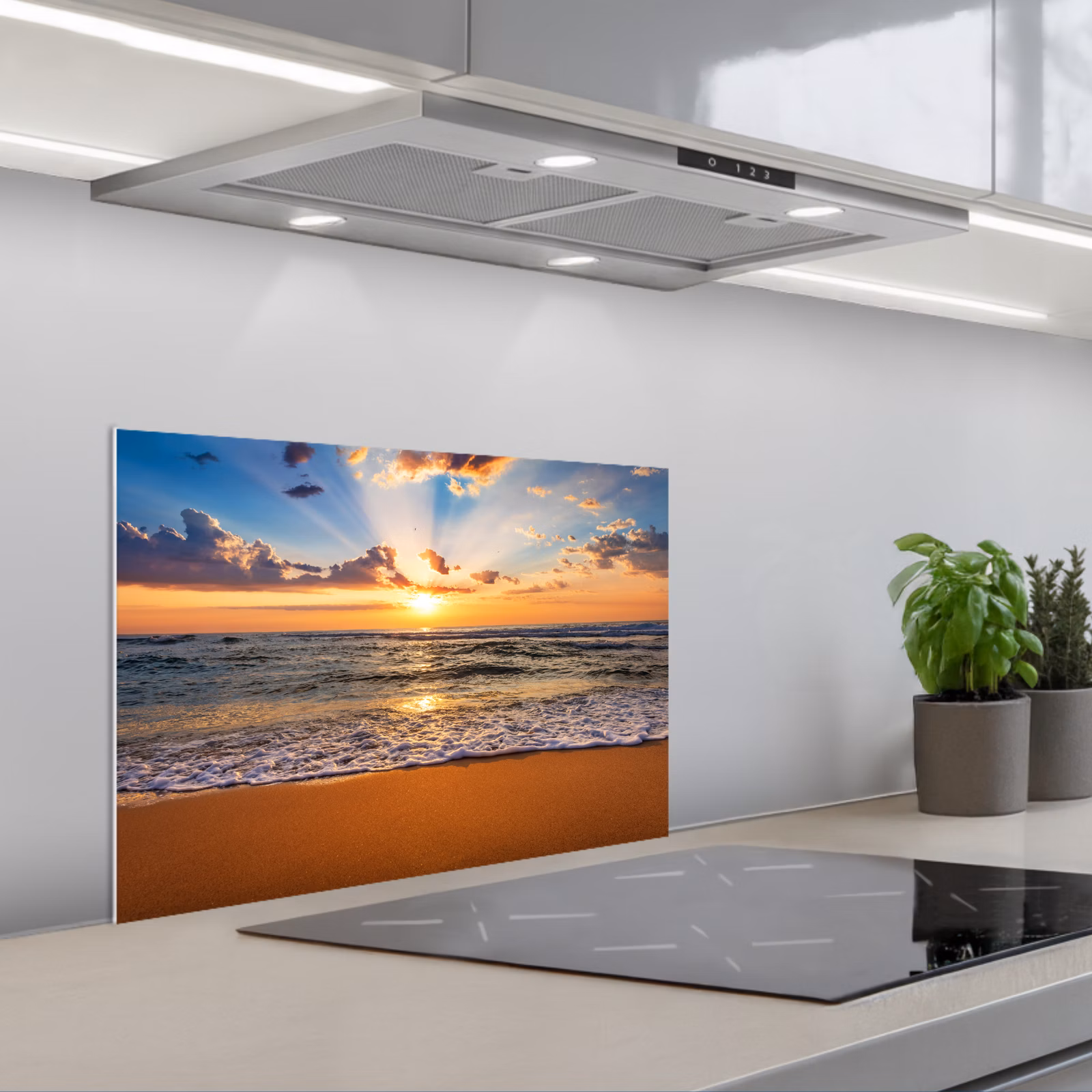 Salpicaderos de cocina - Playa - Puesta de sol - Mar - Nubes - Horizonte — 1