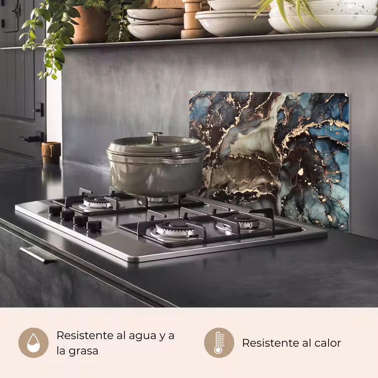 Salpicaderos de cocina - Mármol - Oro - Verde — 2