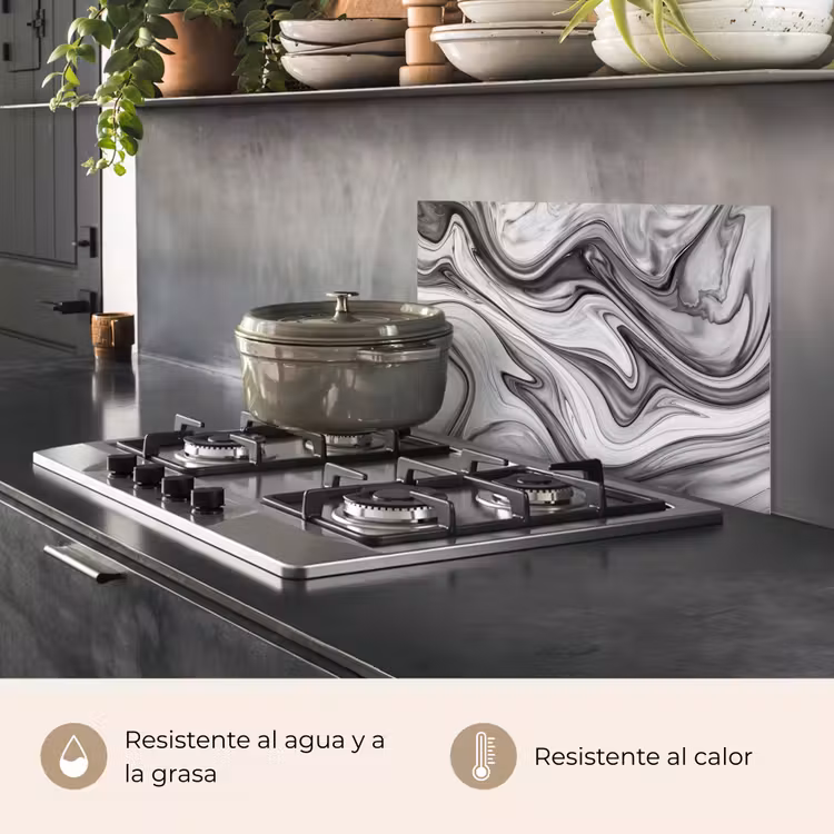Salpicaderos de cocina - Mármol - Patrones - Gris - Aspecto de mármol - Negro — 2