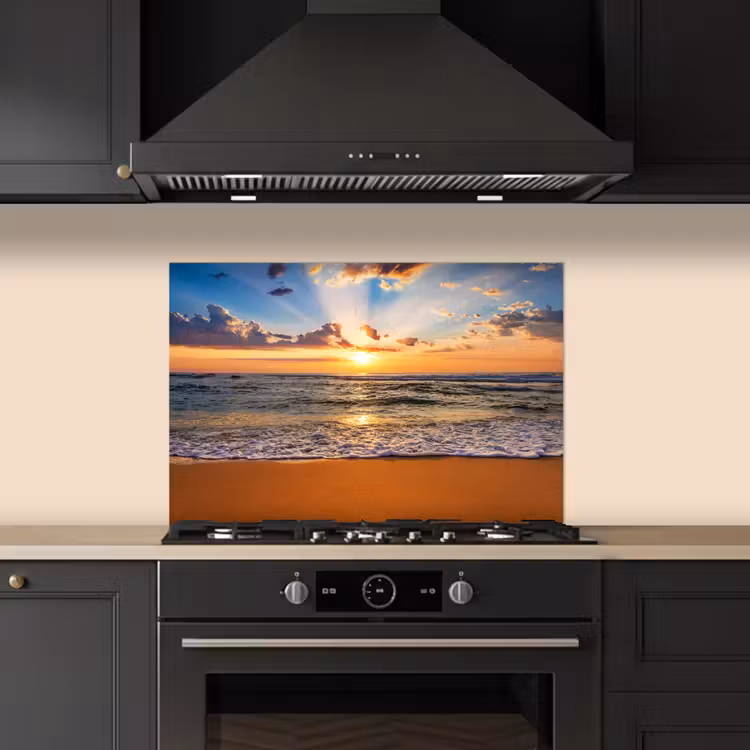 Salpicaderos de cocina - Playa - Puesta de sol - Mar - Nubes - Horizonte — 5