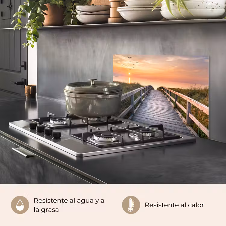 Salpicaderos de cocina - Puesta de sol - Mar - Camino - Hierba - Duna - Pájaros — 2
