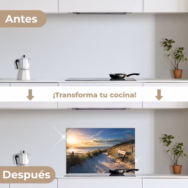 Salpicaderos de cocina - Puesta de sol - Playa - Duna - Hierba - Banco — 7