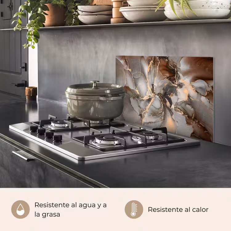 Salpicaderos de cocina - Gris - Oro - Mármol - Aspecto mármol — 2