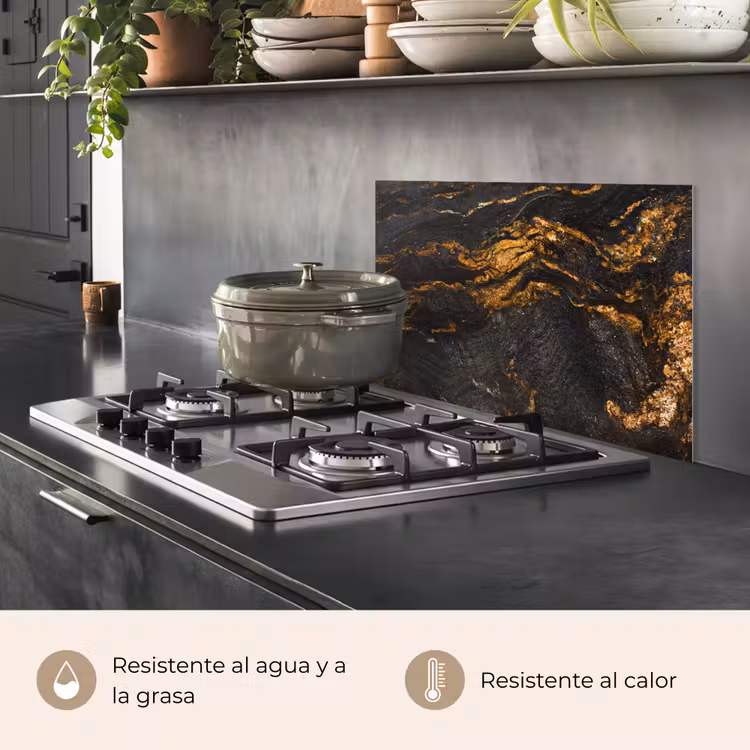 Salpicaderos de cocina - Mármol - Cal - Negro - Oro - Aspecto de mármol - Lujo — 2