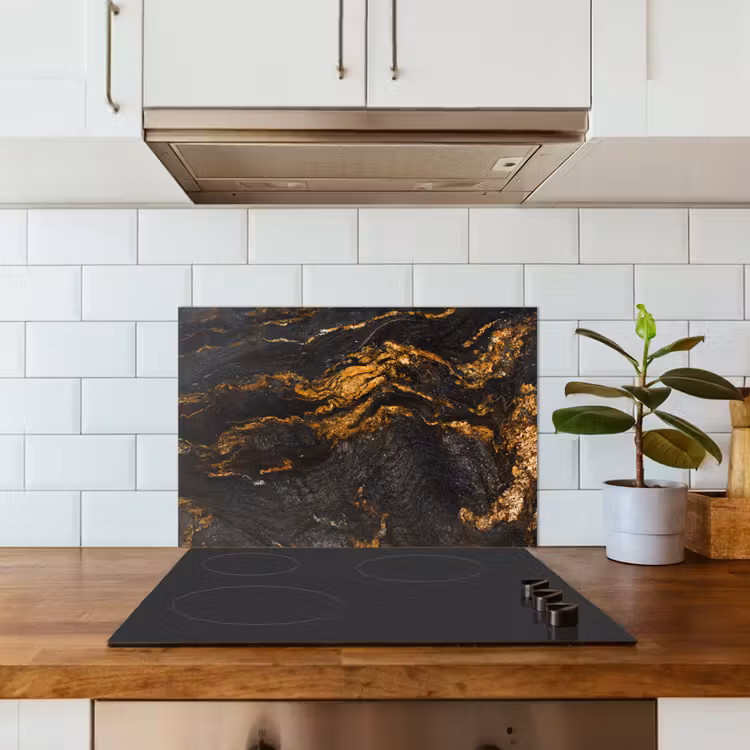 Salpicaderos de cocina - Mármol - Cal - Negro - Oro - Aspecto de mármol - Lujo — 3