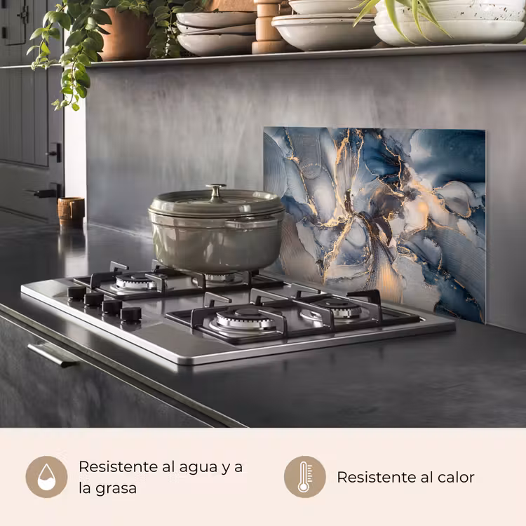 Salpicaderos de cocina - Mármol - Gris - Azul - Lujo - Oro — 2