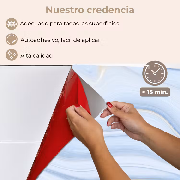 Salpicaderos de cocina - Mármol - Ola - Azul - Patrones - Aspecto de mármol - Pastel — 4