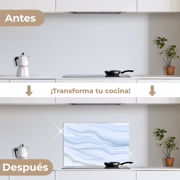 Salpicaderos de cocina - Mármol - Ola - Azul - Patrones - Aspecto de mármol - Pastel — 7