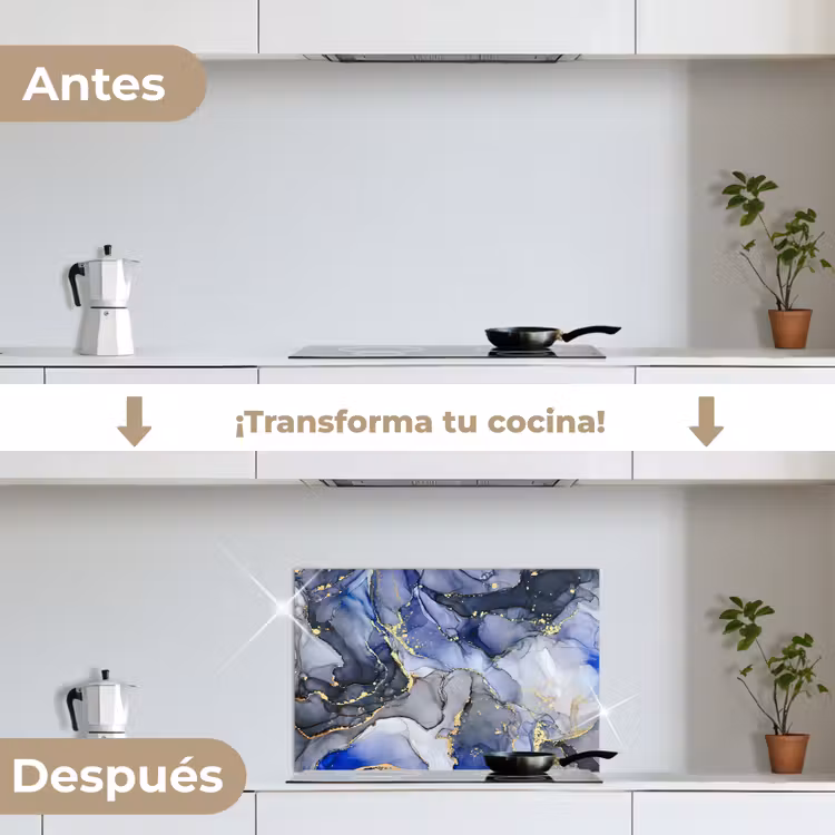 Salpicaderos de cocina - Mármol - Oro - Abstracto - Azul — 7