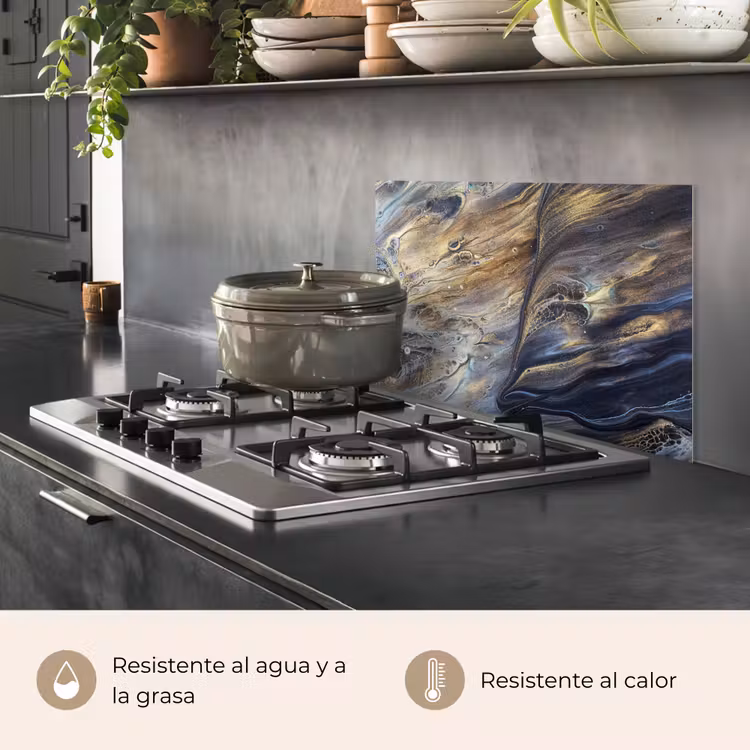 Salpicaderos de cocina - Mármol - Oro - Acuarela - Textura - Aspecto de mármol — 2