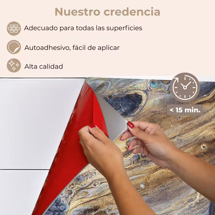 Salpicaderos de cocina - Mármol - Oro - Acuarela - Textura - Aspecto de mármol — 4