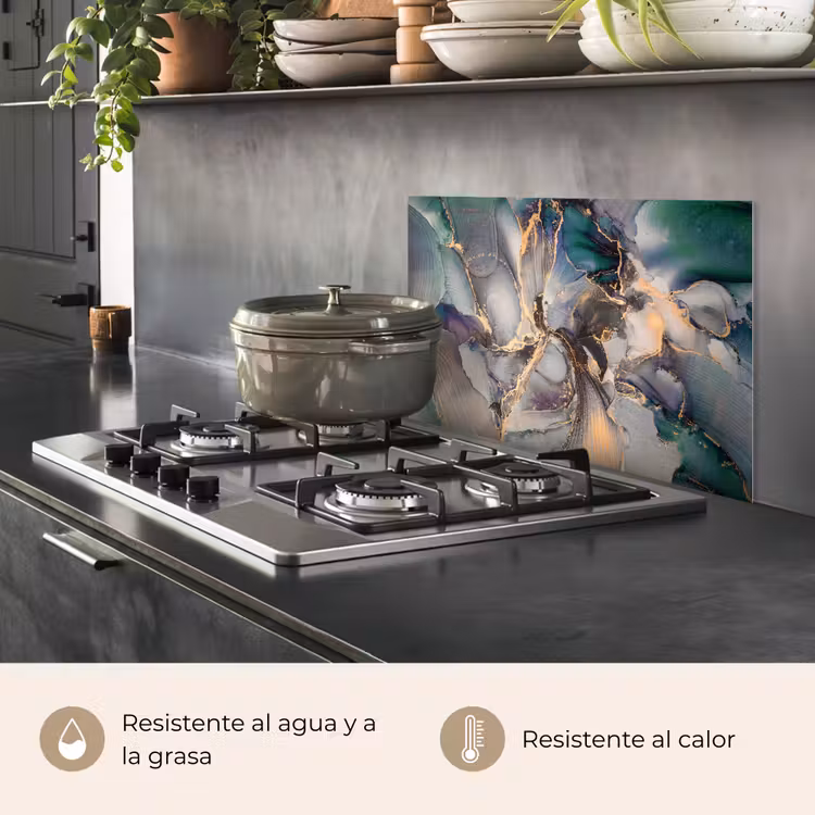 Salpicaderos de cocina - Oro - Azul - Mármol — 2