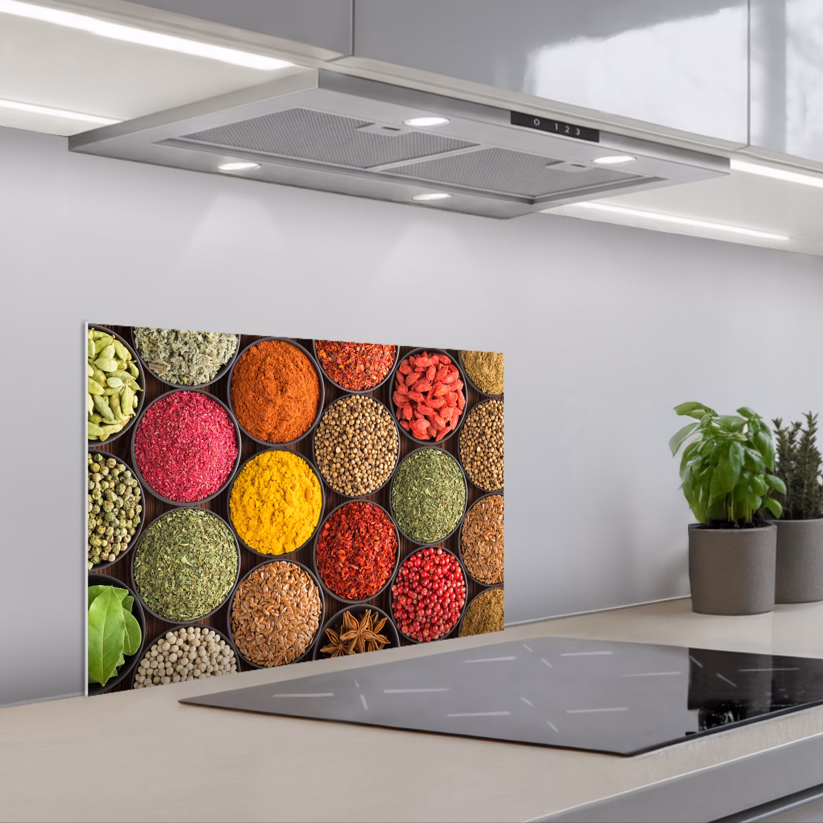 Salpicaderos de cocina - Hierbas - Cuencos - Colorido - Textura — 1